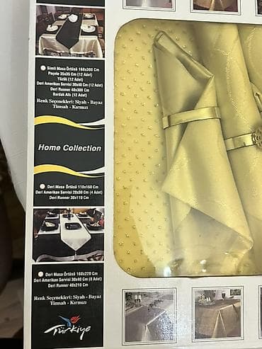 desmalar: Home Collection süfrə dəsti Məhsul: Zərif naxışlı, qızılı rəngdə masa — 3
