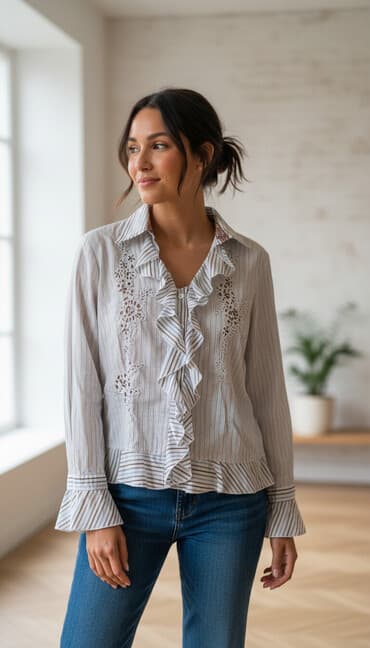 Zolaqlı qadın köynəyi – BiBA L-XL - Brend: BiBA (etiketdə) - Rəng və lalafo.az -da Zolaqlı qadın köynəyi – BiBA L-XL - Brend: BiBA (etiketdə) - Rəng və