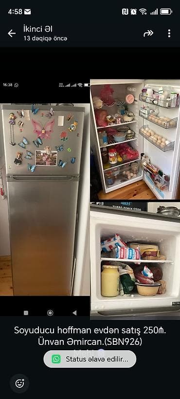 soyuducular ikinci el: 2 qapılı Hoffman Soyuducu Satılır, rəng - Gümüşü — 1