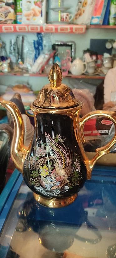 lipid cay: Çay dəsti, rəng - Qızılı, Farfor — 9