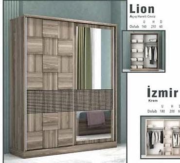 Lion dolab – açıq həmcıl ceviz rəngi Fabrik istehsalı mebellərin