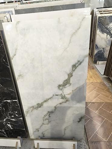 yer daşları: Marmar effektli iriölçülü keramoqranit plitə - Dizayn: Ağ fon — 1