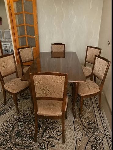 stul stol: Qonaq otağı üçün, Yeni, Açılmayan, Dördbucaq masa, 6 stul — 1
