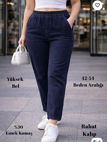 Qadın cins şalvar – yüksək bel, rahat kalıp - Model: Yüksək belli