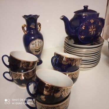 qədimi çaynik: Çay dəsti, rəng - Göy — 2