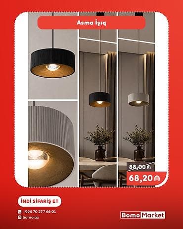 interyer: Asma İşıq – müasir interyerlər üçün minimalist asma lampa — 1