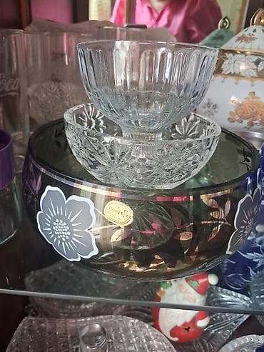 набор ножей zepter: Bohemia şüşə/büllur dəsti - Mavi kobalt rəngli şüşə vazalar və — 4