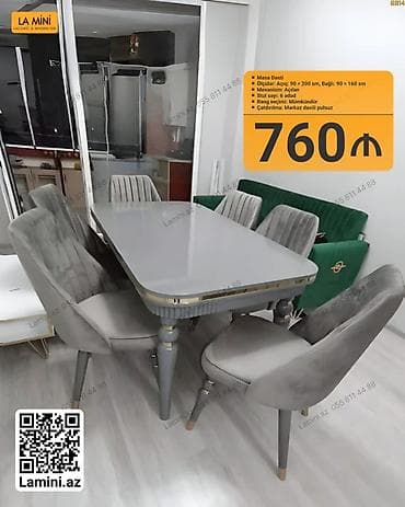 Qonaq otağı üçün, Açılan, Dördbucaq masa, 6 stul — 1