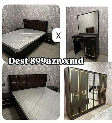 stol ev ucun: Yataq otağı mebel dəsti Tərkib: - İkineferlik çarpayı (yumşaq başlıq — 1