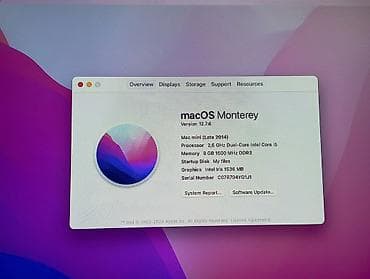 diamond manitor: Apple Mac mini (Late 2014) - Prosessor: 2.6 GHz Dual‑Core Intel Core — 1