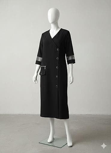 Qadın paltarları kolleksiyası – qara və tünd tonlarda zərif modellər — 3