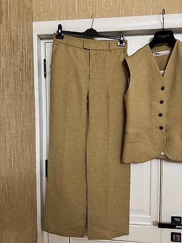 zara dəst: Zərif qadın kostyumu – şalvar və jilet dəsti - Rəng: açıq — 3