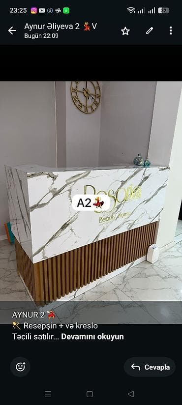 Ofis dolabları: AYNUR 2 💃 🪄 Resepşin + və kreslo Təcili satılır Cox az işlənib — 1