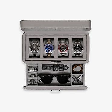 Аксессуары: ROTHWELL 4 SLOT WATCH BOX WITH DRAWER Premium Saat və Aksesuar — 2
