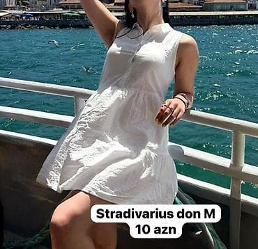 kombinezon satisi: Qadın geyimləri – ölçü M - Ağ zolaqlı iki hissəli dəst: düyməli — 2