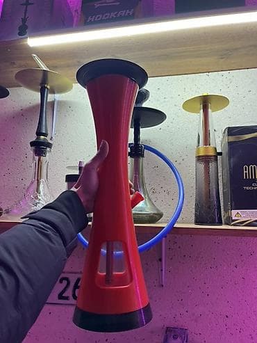 sulu qəlyan satışı: Qırmızı nargilə gövdəsi - Müasir, konus formalı dizayn; yuxarı və — 1