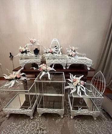 Xonca kirayesi Zərif nikah/xına/nişan təqdimatı üçün tam dəst vitrin