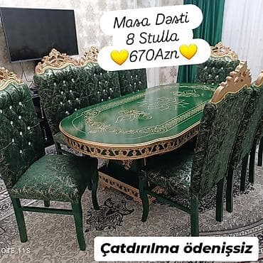 istolar: Qonaq otağı üçün, Açılmayan, Oval masa, 8 stul — 1