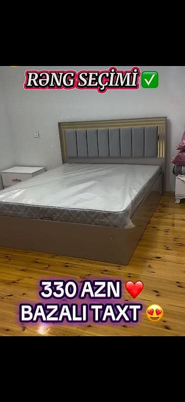 yataq carpayı: Bazalı taxt - Ölçü: təxmini iki nəfərlik (standart) - Karkas: möhkəm — 1