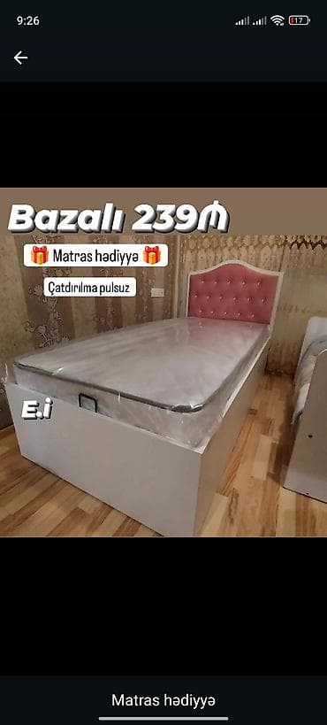 tek kravatlar: Yeni, Təknəfərlik çarpayı, Bazalı, Matras ilə, Siyirməsiz — 1