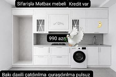 Sifarişlə ofis mebeli: Sifarişlə mətbəx mebeli – kredit var. - Aşağı-yuxarı dolablar, şüşəli — 1