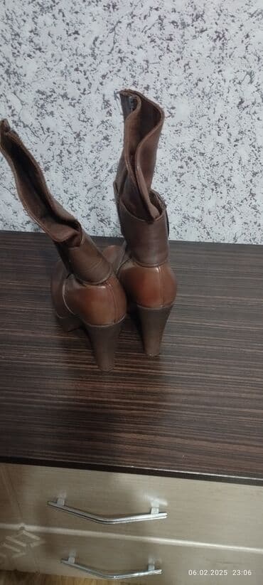 deri alti: Çəkmə, Ölçü: 38, rəng - Qəhvəyi, Yeni — 2