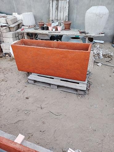 drelər: Uzun düzbucaqlı dekorativ beton çiçək yeşikləri - Material: armaturla — 6