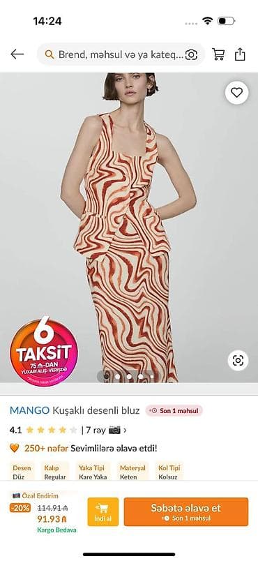 MANGO – Kəmərli, naxışlı bluz

Trendyolda hal-hazırkı qiyməti 91.93 ₼