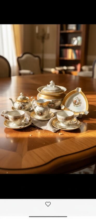 serviz qablar: Çay dəsti, rəng - Qızılı, Farfor, 3 nəfərlik, Almaniya — 1