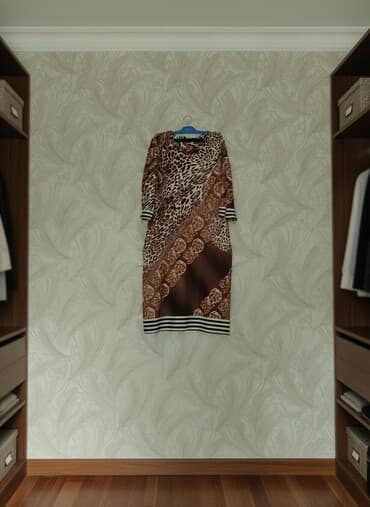 tiqrovi paltar modelleri: Qadın geyimi – naxışlı midı don - Rənglər: qəhvəyi tonlar, leopar — 2