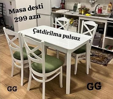 kohnə stul: Masa dəsti – 4 stul + 1 masa - Model: Kompakt yemək otağı/küçə masası — 2