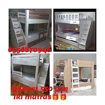 Oğlan və qız üçün, Yeni, Çarpayı, Matras ilə, Siyirməli, Laminat