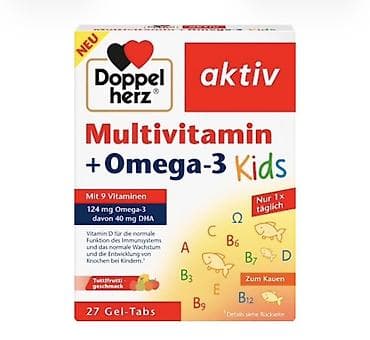 Doppelherz aktiv Multivitamin + Omega-3 Kids – uşaqlar üçün çeynənilən