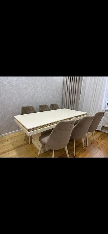 Mətbəx üçün, Açılmayan, Dördbucaq masa, 6 stul