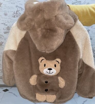 Uşaq üçün tüklü kapüşonlu gödəkçə - Model: ayıcık temalı, arxa