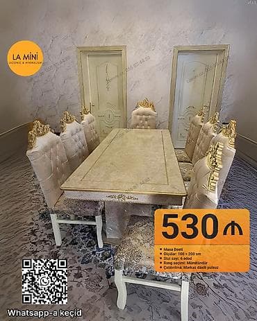 gaming oturacaq: Qonaq otağı üçün, Açılmayan, Dördbucaq masa, 6 stul — 1