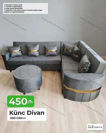 Künc Divan – 280×200 sm - Açılan, bazalı mexanizm - 6 ədəd dekorativ lalafo.az -da Künc Divan – 280×200 sm - Açılan, bazalı mexanizm - 6 ədəd dekorativ