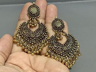 qizil sirqa: Məhsul: Şərq üslubunda asma sırğa dəsti - Rəng: Qızılı ton - Dizayn — 6