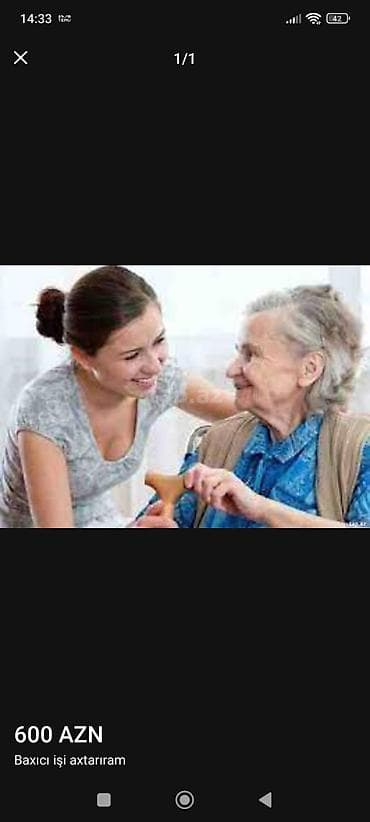 Сфера образования: Xidmət: Baxıcı işi axtarıram – yaşlı və xüsusi qayğıya ehtiyacı olan — 1