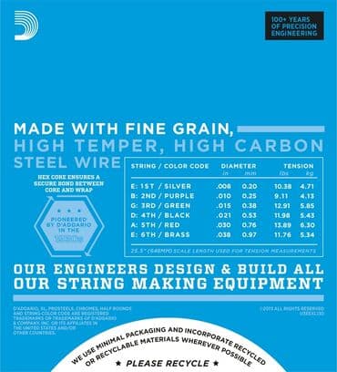 ucuz gitaralar: Elektro gitara simləri Model:Daddario EXL 130 Həm yeni başlayanlar — 2