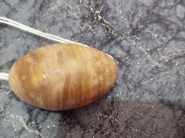 şexsi eşyalar: Təbii daş muncuq – ellips formalı, krem-qəhvəyi çalarlı, zolaqlı — 3