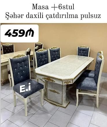 Yeni, Açılmayan, Dördbucaq masa, 6 stul lalafo.az -da Yeni, Açılmayan, Dördbucaq masa, 6 stul