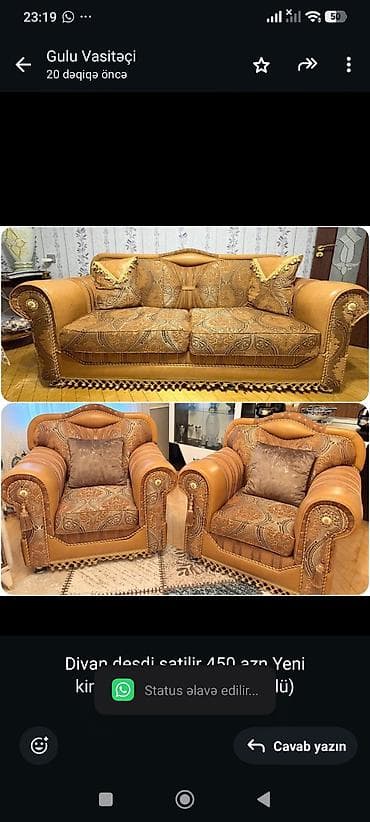 Divan desdi satilir 450 azn.Yeni kimidir.Unvan Hovsan (Gülü)
