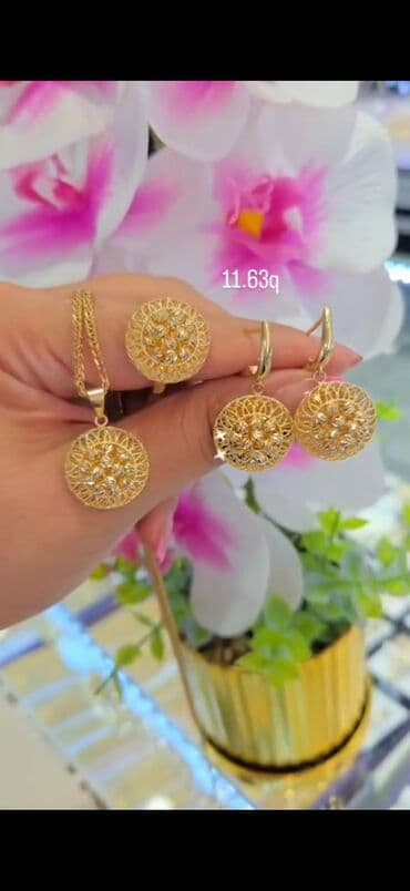 qas sirqalar: Sırğa, Sarı qızıl, 585 Əyar, 123 g, Ödənişli çatdırılma, Ünvandan götürmə — 7