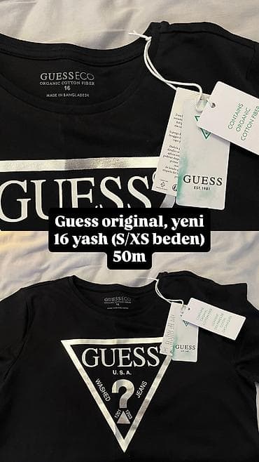 Guess original qadin t shirt 16 yash ( S/XS bedene uygun) tezedir