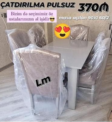 Qonaq otağı üçün, Yeni, Açılan, Dördbucaq masa, 6 stul