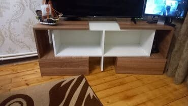 электрический кабель: Прямой ТВ стенд, С полками, Ламинат — 1