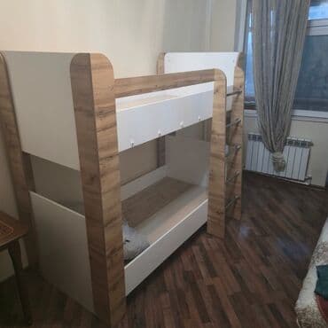 двуспальная кровать с подъемным механизмом: Для девочки и мальчика, Кровать, Без матраса, Без выдвижных ящиков, МДФ — 1