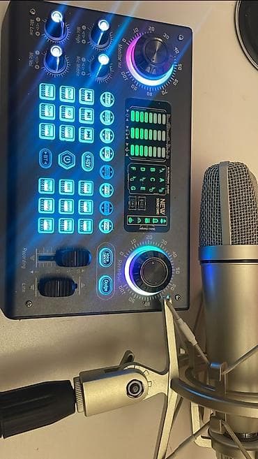 Səs avadanlığı: Podcast və yayın üçün USB səs kartı + studiya mikrofonu seti - — 1