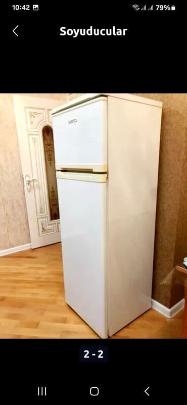 İşlənmiş 2 qapılı Beko Soyuducu Satılır, rəng - Boz, Təkərli